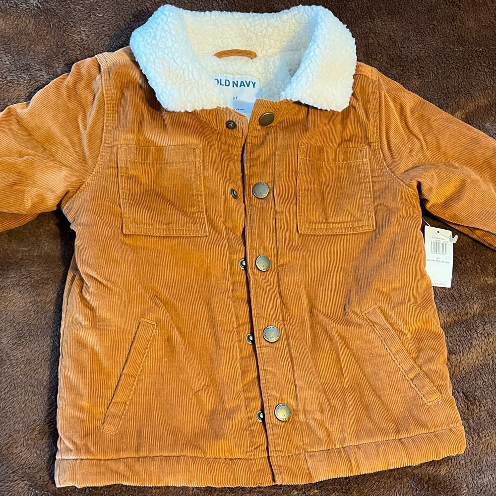 Unisex Sherpa-Collar Corduroy Trucker Jacket for Toddler